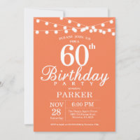 60th Birthday Invitation Coral