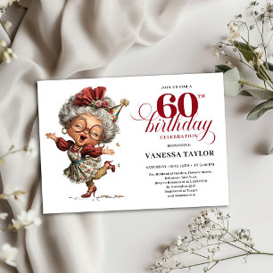 60th Birthday Invitation Funny Old Lady Humour 