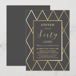 60th Birthday Invitation - Gold, Elegant, Trendy