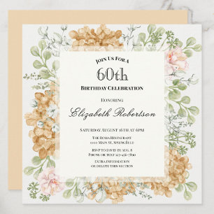 60th Birthday Invitation in Elegant Autumn Colours