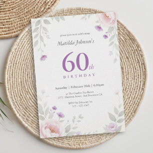 60th Birthday Invitation Pastel Floral Garden