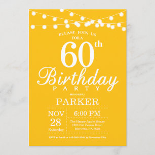 60th Birthday Invitation Yellow