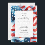 60th Birthday Invitations American Flag<br><div class="desc">Modern Patriotic 60th Birthday Invitations – Red, White & Navy Blue 🎉🇺🇸 Celebrate sixty with style and patriotism! These 60th birthday invitations feature a modern watercolor American flag design in bold red, white, and navy blue—perfect for a 4th of July birthday, summer birthday party, or patriotic celebration. 🎨 Customizable Template...</div>