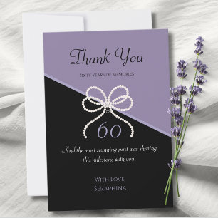 60th Birthday Lavender Black Simply Stunning Thank You Card