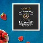 60th Birthday Legendary Black Gold Retro Napkin<br><div class="desc">For those celebrating their 60th birthday we have the ideal birthday party napkins with a vintage feel. The black background with a white and gold vintage typography design design is simple and yet elegant with a retro feel. Easily customize the text of this birthday gift using the template provided. Part...</div>