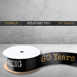 60th Birthday Legendary Black Gold Retro Satin Ribbon<br><div class="desc">For those celebrating their 60th birthday we have the ideal birthday party ribbon with a vintage feel. The black background with a white and gold vintage typography design design is simple and yet elegant with a retro feel. Easily customize the text of this birthday gift using the template provided. Part...</div>