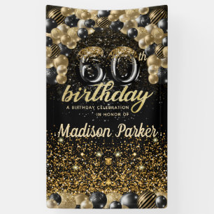 60th Birthday Luxury Personalized Black Gold Banner
