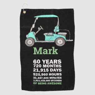 60th Birthday Mark 60 Years of Being Awesome Golf Towel