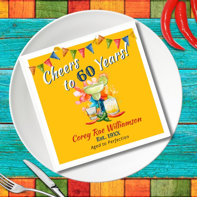 60th Birthday Mexican Fiesta Cheers to 60 Years Napkin (Creator Uploaded)