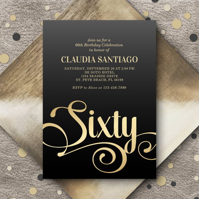 60th Birthday Modern Script Invitation (Creator Uploaded)