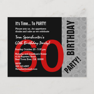 60th Birthday Modern Style Red Black Grey V01 Postcard