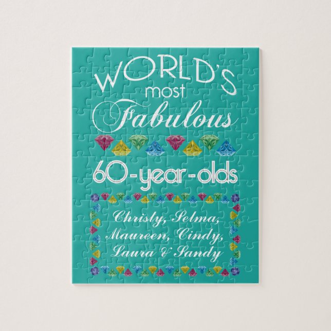 60th Birthday Most Fabulous Group of Friends Gems Jigsaw Puzzle (Vertical)