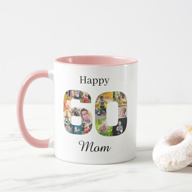 60th Birthday Mother Personalized Instagram Photo Mug (With Donut)