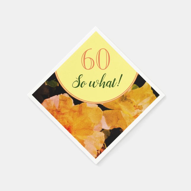 60th Birthday Motivational Yellow Roses Party Napkin (Corner)
