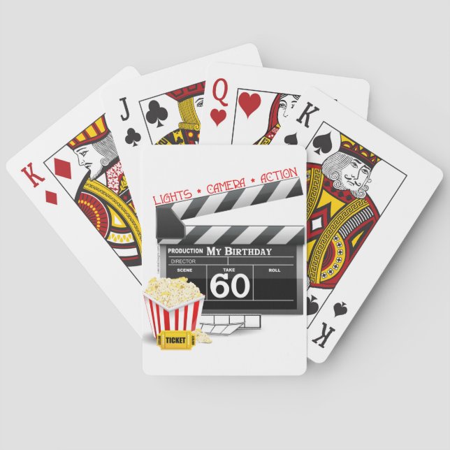 60th Birthday Movie Theme Playing Cards (Back)