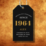 60th Birthday Name 1964 Black Gold Elegant Chic Gift Tags<br><div class="desc">Elegant Chic 1964 Black Gold Personalized 60th Birthday Gift Tags. Celebrate the milestone birthday with our Elegant Chic 1964 Black Gold Personalized 60th Birthday Gift Tags. Each gift tag is meticulously designed with a black and gold colour scheme that oozes elegance. Fully personalized to add that exclusive touch, these gift...</div>