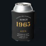 60th Birthday Name 1965 Black Gold Elegant Chic Can Cooler<br><div class="desc">A personalized elegant can cooler that is easy to customize for that special birthday party occasion.</div>