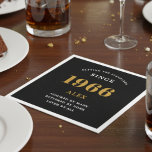 60th Birthday Name 1966 Black Gold Elegant Chic Napkin<br><div class="desc">Premium 60th Birthday Black and Gold Personalized Paper Napkins - Celebration Elegance. Celebrate a milestone birthday in style with our chic, premium-quality, 60th Birthday Paper Napkins. Exquisitely designed with a striking black and gold colour scheme, these napkins add a touch of luxury and sophistication to any 60th birthday bash. Express...</div>