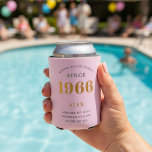 60th Birthday Name 1966 Pink Grey Elegant Chic Can Cooler<br><div class="desc">A personalized elegant can cooler that is easy to customize for that special birthday party occasion.</div>