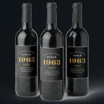 60th Birthday Name Black Gold Elegant Chic Wine Label<br><div class="desc">A personalized elegant wine label that is easy to customize for that special occasion.</div>