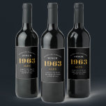 60th Birthday Name Black Gold Elegant Chic Wine Label<br><div class="desc">A personalized elegant wine label that is easy to customize for that special occasion.</div>