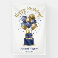 60th Birthday Navy Blue Balloon Cake