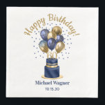 60th Birthday Navy Blue Balloon Cake Napkin<br><div class="desc">These fabulous men's 60th birthday party paper dinner napkins featuring a 2-layer navy blue and gold cake with navy blue and gold balloons, the number 60 in gold would be perfect for celebrating your loved one turning 60. They're traditional and classic while being fresh, modern and contemporary. They'll look fabulous...</div>