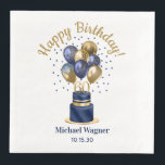 60th Birthday Navy Blue Balloon Cake Napkin<br><div class="desc">These fabulous men's 60th birthday party paper dinner napkins featuring a 2-layer navy blue and gold cake with navy blue and gold balloons, the number 60 in gold would be perfect for celebrating your loved one turning 60. They're traditional and classic while being fresh, modern and contemporary. They'll look fabulous...</div>