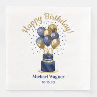 60th Birthday Navy Blue Balloon Cake