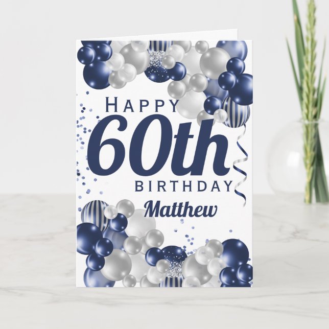60th Birthday Navy Celebration Card (Front)