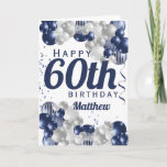 60th Birthday Navy Celebration Card<br><div class="desc">A gorgeous navy and silver balloon happy 60th (or any age) birthday card. This fabulous design is the perfect way to wish someone a happy sixtieth birthday (or change the age!) Personalize with our own custom name and message. Blue coloured typography and gorgeous navy blue and silver balloons.</div>