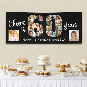 60th Birthday Number 60 Photo Collage Cheers Banner