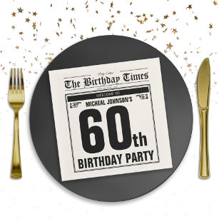 60th Birthday Old Newspaper Funny Unique Custom Napkin