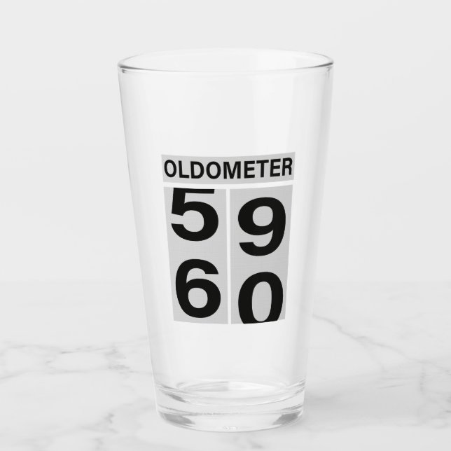 60th Birthday OLDOMETER Glass (Front)