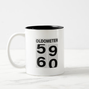 60th Birthday OLDOMETER Two-Tone Coffee Mug