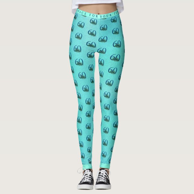 60th Birthday or Anniversary Peacock Pattern Leggings (Front)