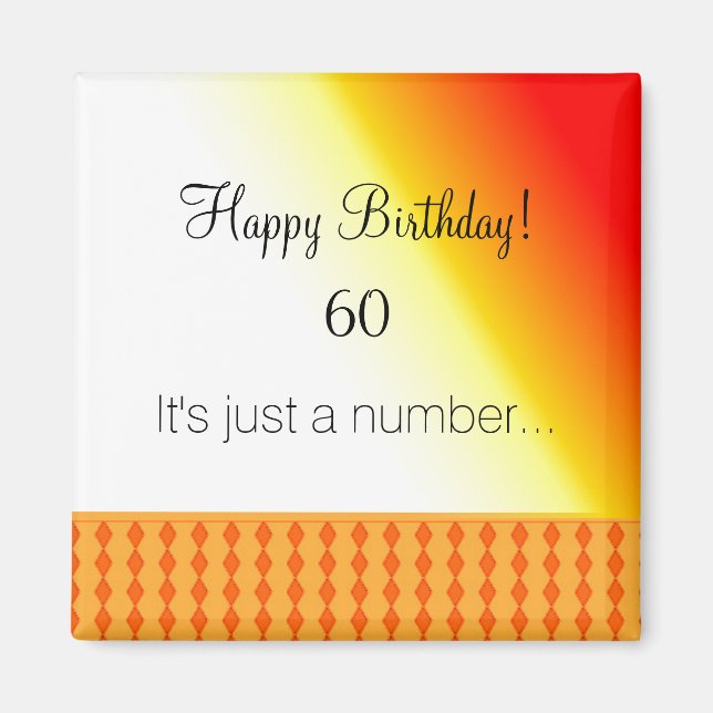 60th Birthday Orange Pattern Magnet (Front)