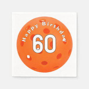 60th Birthday Orange Pickleball Napkin