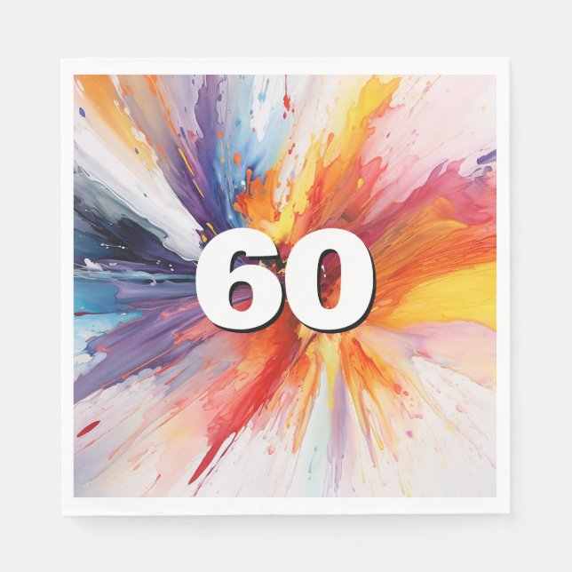 60th Birthday Paint Blast Napkins (Front)