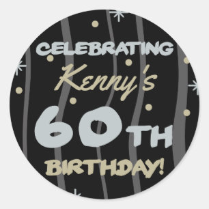 60th Birthday Party Add Your Name Classic Round Sticker