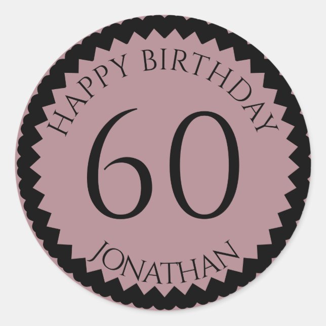 60th Birthday Party add your name pretty Classic Round Sticker (Front)
