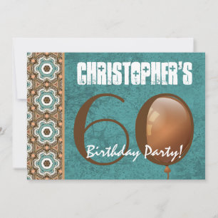 60th Birthday Party Aqua and Teal Template