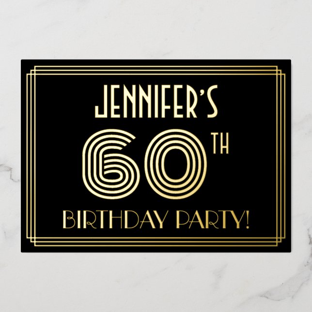 60th Birthday Party — Art Deco Style “60” + Name (Front)