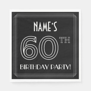 60th Birthday Party: Art Deco Style + Custom Name Napkin