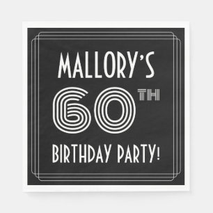 60th Birthday Party: Art Deco Style + Custom Name Napkin