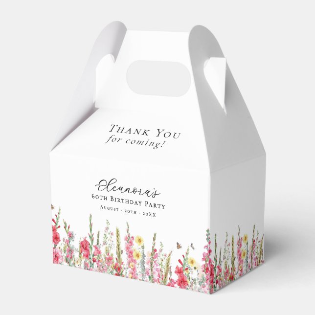 60th Birthday Party August Birth Month Flower Favor Box (Front Side)