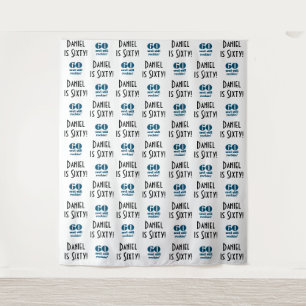 60th Birthday Party Backdrop   Step and Repeat Tapestry