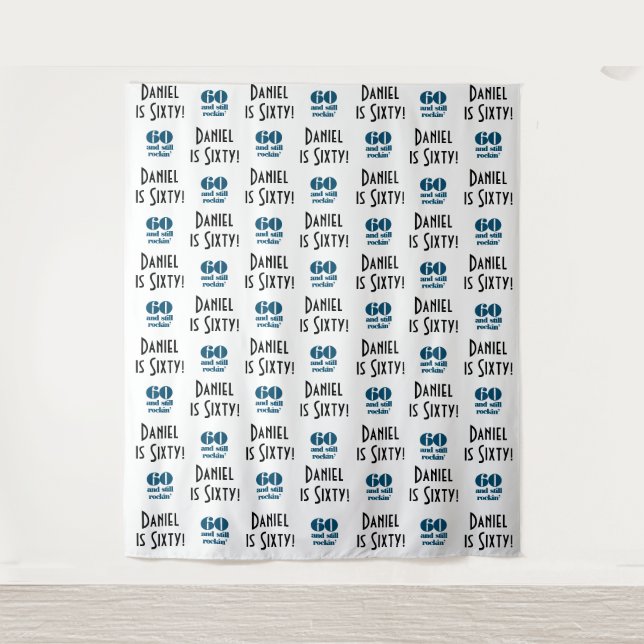 60th Birthday Party Backdrop | Step and Repeat Tapestry (Front)