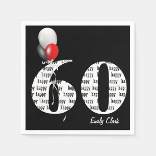 60th birthday party balloons napkin