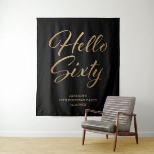 60th Birthday Party Banner Tapestry